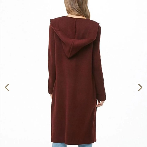 Forever 21 Deep Red Hooded Cardigan - Picture 8 of 14